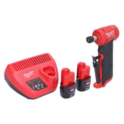 Meuleuse droite Milwaukee M12 FDGA-302 coudée 12 V 6 / 8 mm sans balais + 2x batterie 3,0 Ah + chargeur