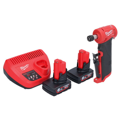 Meuleuse droite Milwaukee M12 FDGA-602 coudée 12 V 6/8 mm sans balais + 2x batterie 6,0 Ah + chargeur