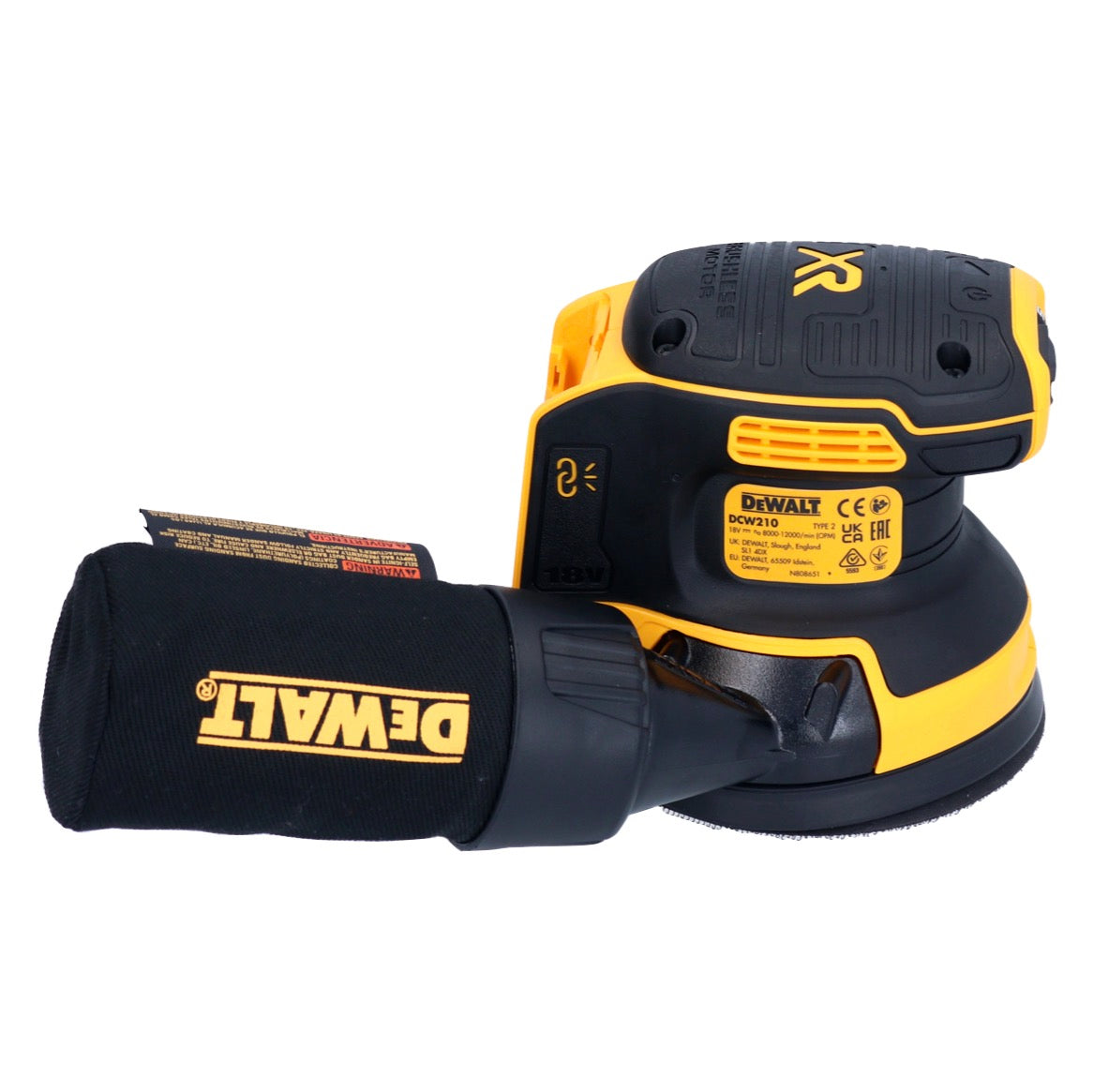 DeWalt DCW 210 N Akku Exzenterschleifer 18 V 125 mm Brushless + 1x Akku 2,0 Ah - ohne Ladegerät - Toolbrothers