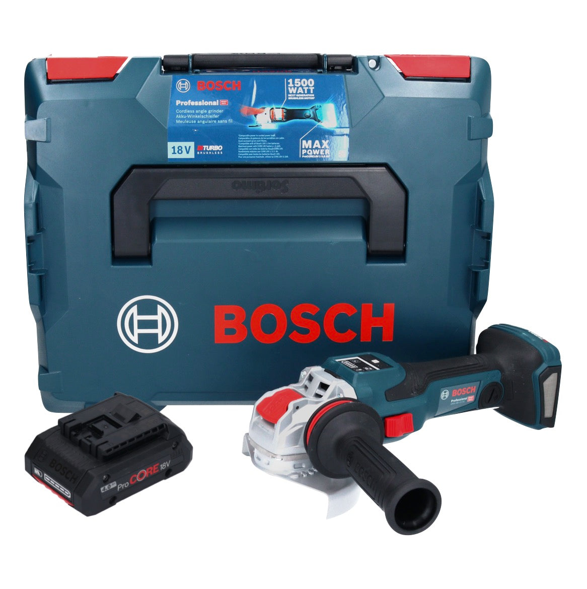 Bosch GWX 18V-15 SC Professional Akku Winkelschleifer 18 V 125 mm BITURBO X-LOCK + 1x ProCORE Akku 4,0 Ah + L-BOXX - ohne Ladegerät - Toolbrothers