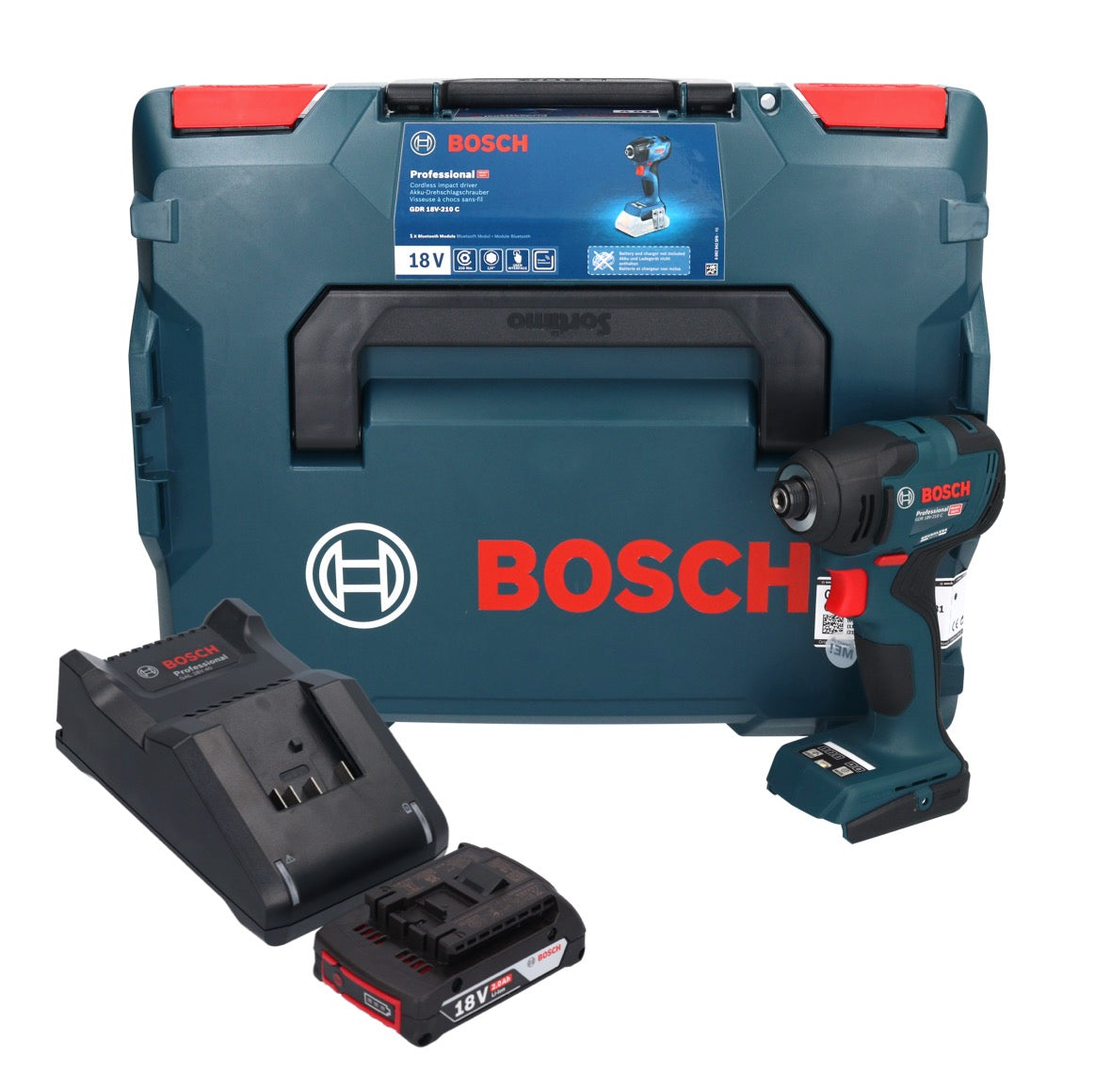 Bosch GDR 18V-210 C Professional Akku Drehschlagschrauber 18 V 210 Nm 1/4" + 1x Akku 2,0 Ah + Ladegerät + L-BOXX - Toolbrothers