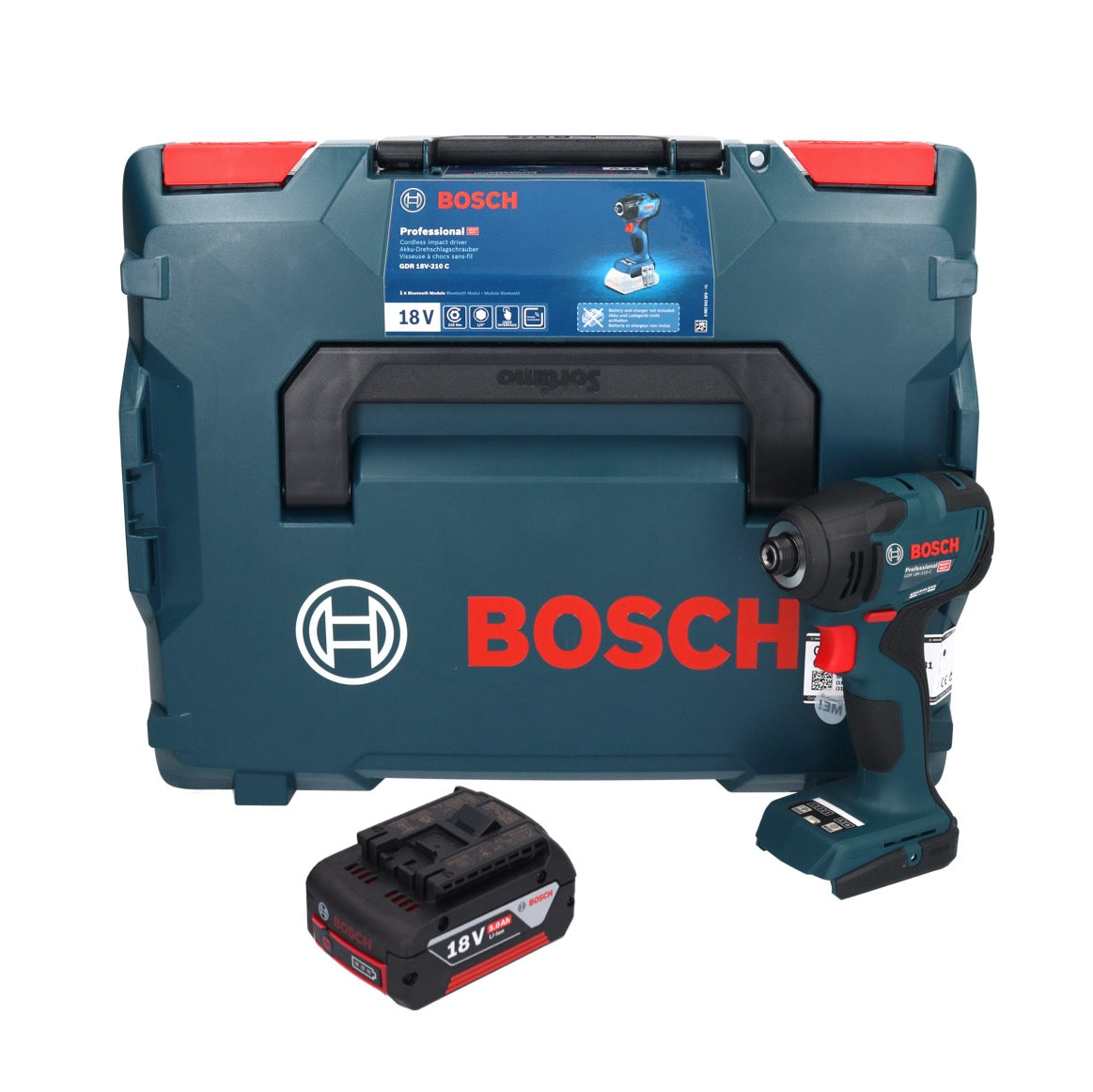 Bosch GDR 18V-210 C Professional Akku Drehschlagschrauber 18 V 210 Nm 1/4" + 1x Akku 5,0 Ah + L-BOXX - ohne Ladegerät - Toolbrothers