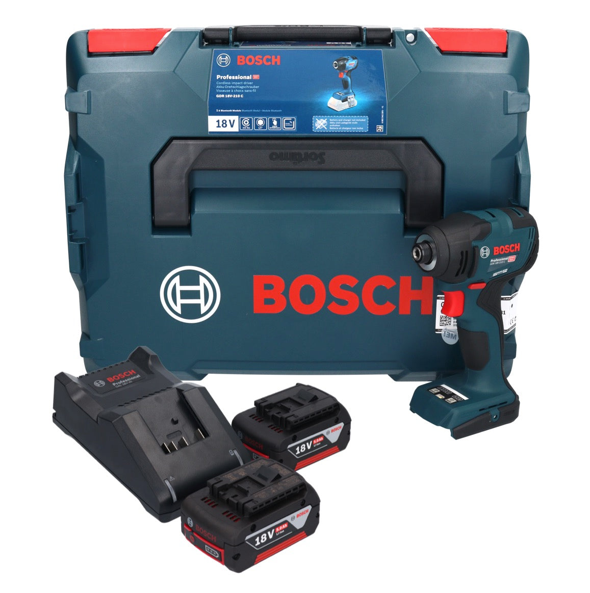 Bosch GDR 18V-210 C Professional Akku Drehschlagschrauber 18 V 210 Nm 1/4" + 2x Akku 5,0 Ah + Ladegerät + L-BOXX - Toolbrothers