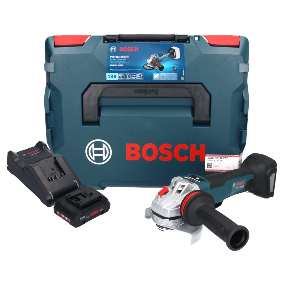 Bosch GWS 18V-10 PSC Professional Akku Winkelschleifer 18 V 125 mm Brushless + 1x ProCORE Akku 4,0 Ah + Ladegerät + L-Boxx - Toolbrothers