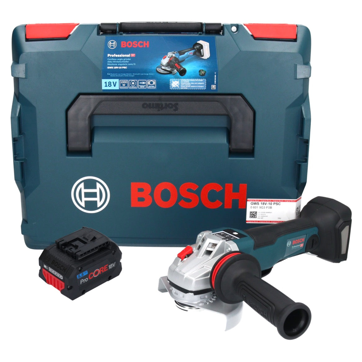 Bosch GWS 18V-10 PSC Professional Akku Winkelschleifer 18 V 125 mm Brushless + 1x ProCORE Akku 5,5 Ah + L-Boxx - ohne Ladegerät - Toolbrothers