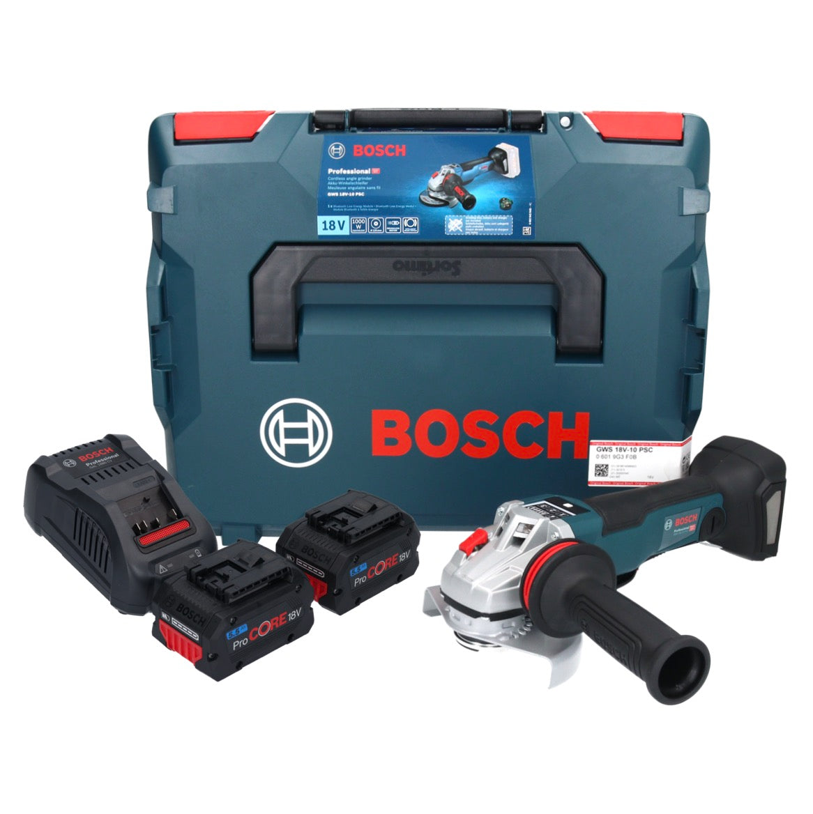 Bosch GWS 18V-10 PSC Professional Akku Winkelschleifer 18 V 125 mm ( 06019G3F0E ) Brushless + 2x ProCORE Akku 5,5 Ah + Ladegerät + L-Boxx - Toolbrothers