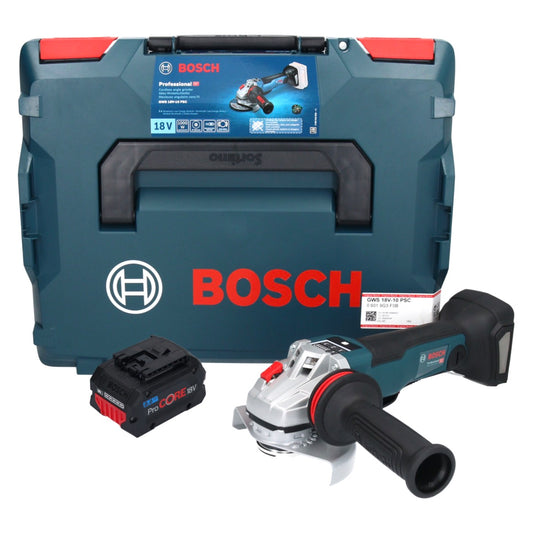 Meuleuse d'angle sans fil Bosch GWS 18V-10 PSC Professional 18 V 125 mm sans balais + 1x batterie ProCORE 8,0 Ah + L-Boxx - sans chargeur