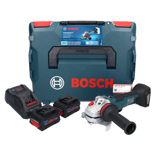 Bosch GWS 18V-10 PSC Professional Akku Winkelschleifer 18 V 125 mm Brushless + 2x ProCORE Akku 8,0 Ah + Ladegerät + L-Boxx