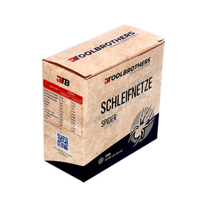 Toolbrothers SPIDER Schleifset Netzschleifmittel 2 Packungen 80x Schleifnetze 125mm Klett je 20x P80 / P120 / P180 / 240 für Hartholz, Weichholz, Lack, Stein, Stahl, Aluminium, Furnier - Toolbrothers
