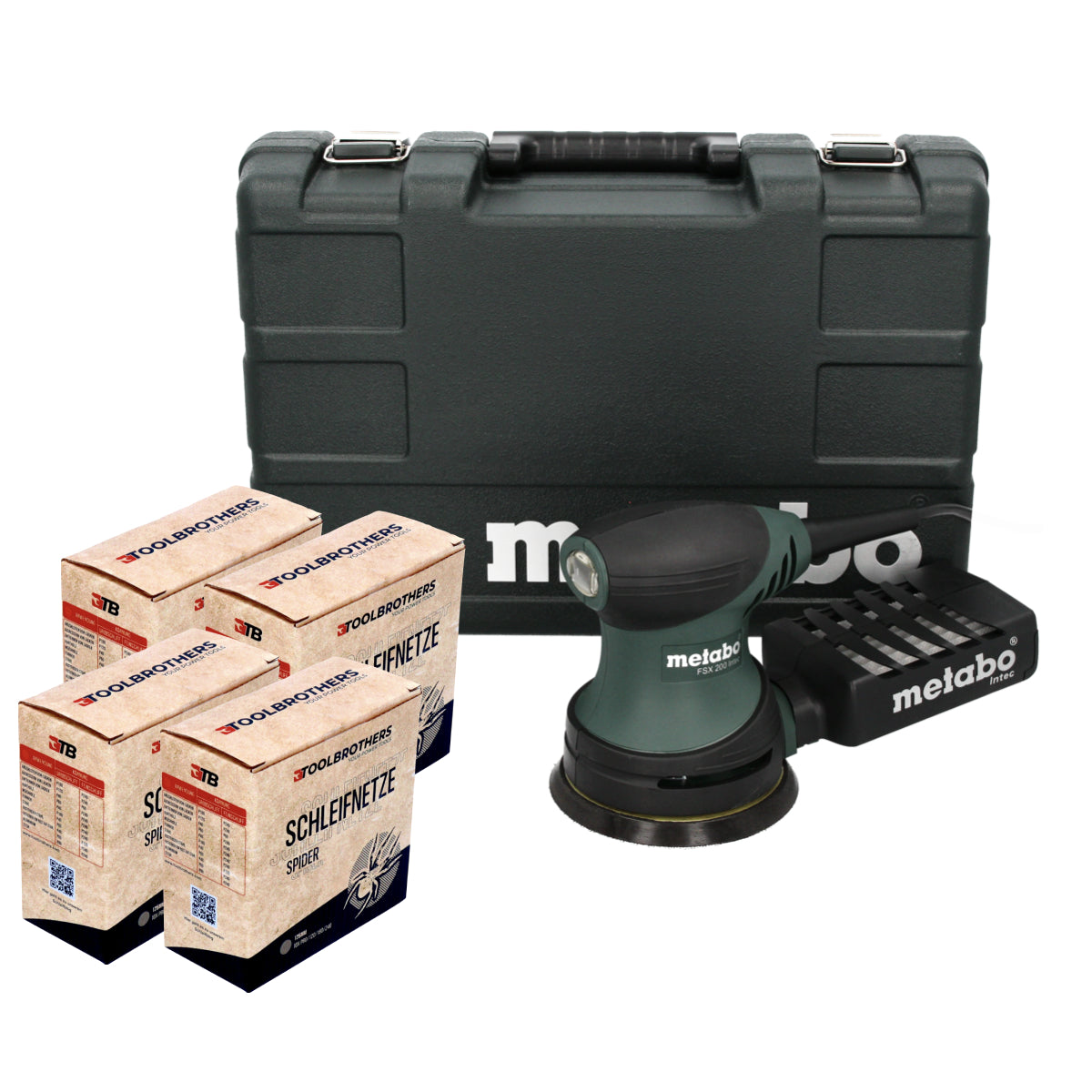 Ponceuse excentrique Metabo FSX 200 Intec 240 W 125 mm + 4x set de filets de ponçage Toolbrothers SPIDER + mallette