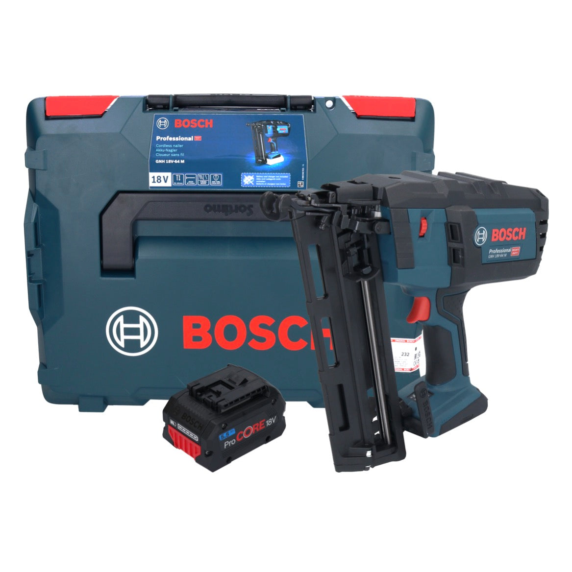 Bosch GNH 18V-64 M Professional Akku Nagler 18 V 64 mm + 1x ProCORE Akku 5,5 Ah + L-BOXX - ohne Ladegerät - Toolbrothers