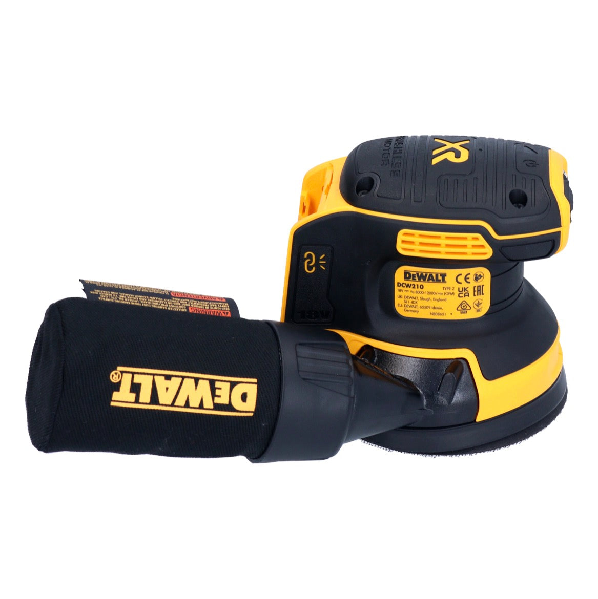 DeWalt DCW 210 N Akku Exzenterschleifer 18 V 125 mm Brushless Solo + 4x Toolbrothers SPIDER Netzschleifmittel Set - Toolbrothers