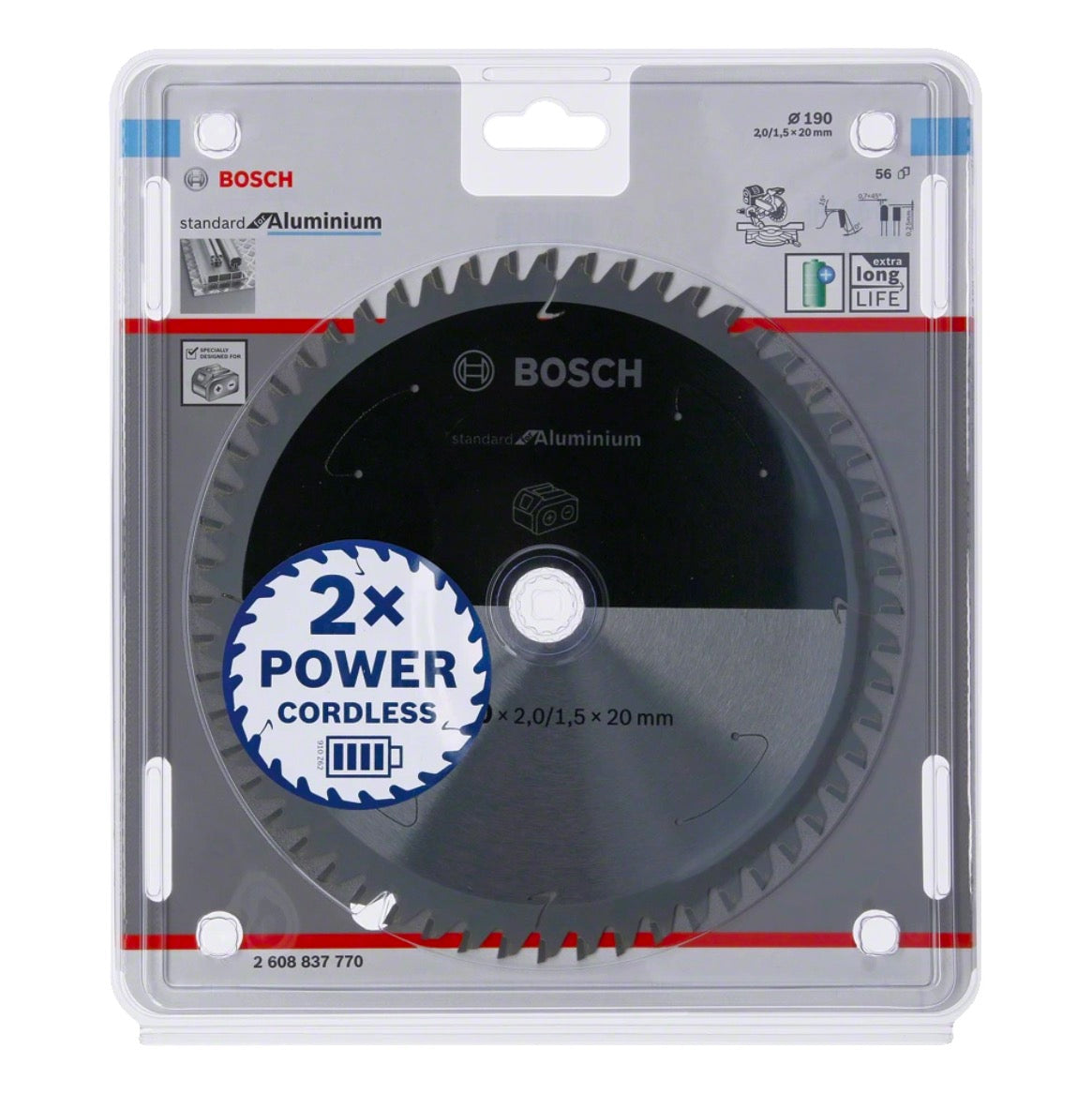 Bosch Professional Standard for Aluminium Kreissägeblatt 190 x 20 x 2 mm 56 Zähne ( 2608837770 ) - Toolbrothers