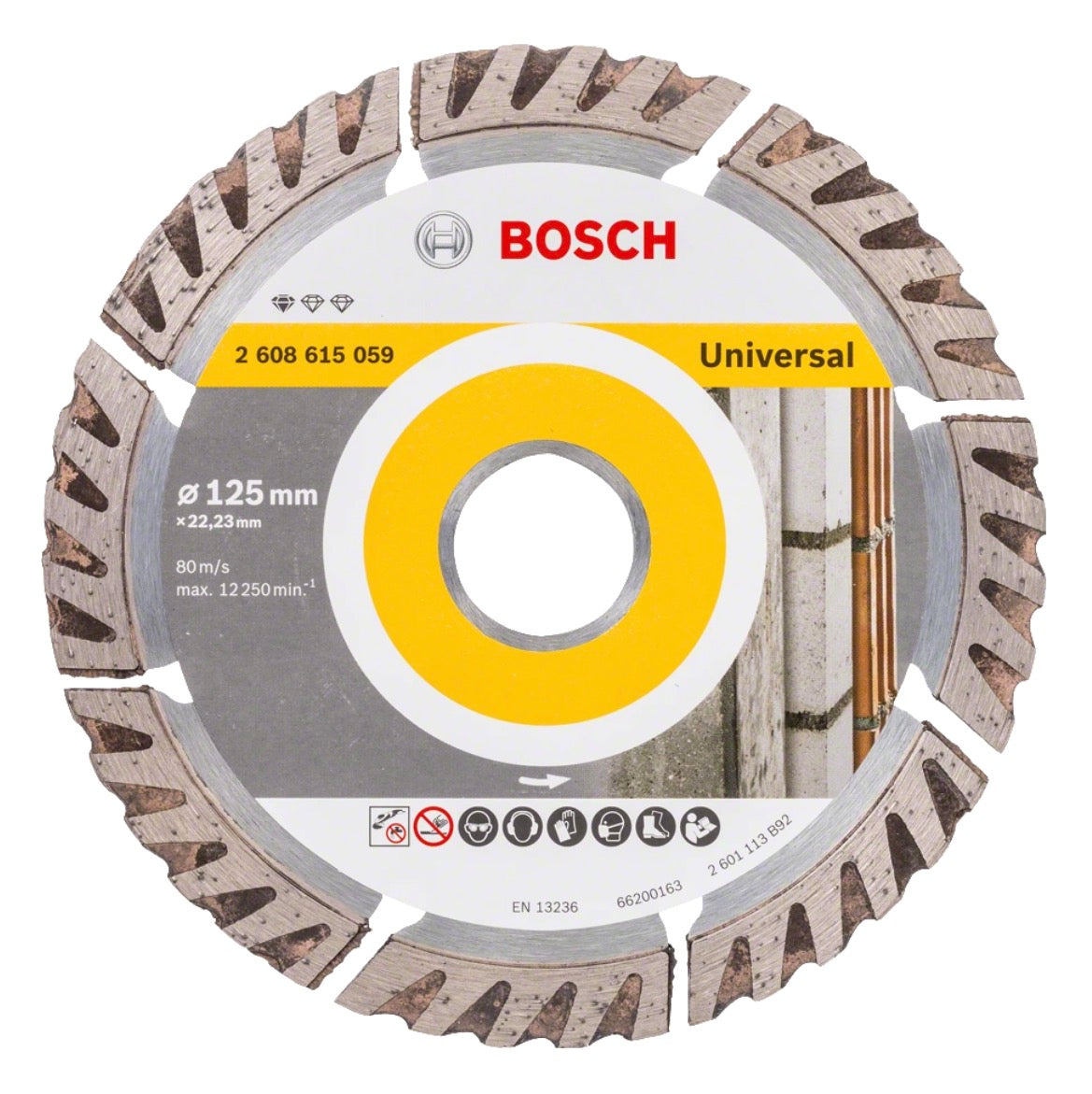 Bosch Standard for Universal Diamanttrennscheibe 125 x 22,23 mm 10 Stk. ( 2608615060 ) für Beton, Stahl-Beton, Back-, Kalk- und Sand-Stein