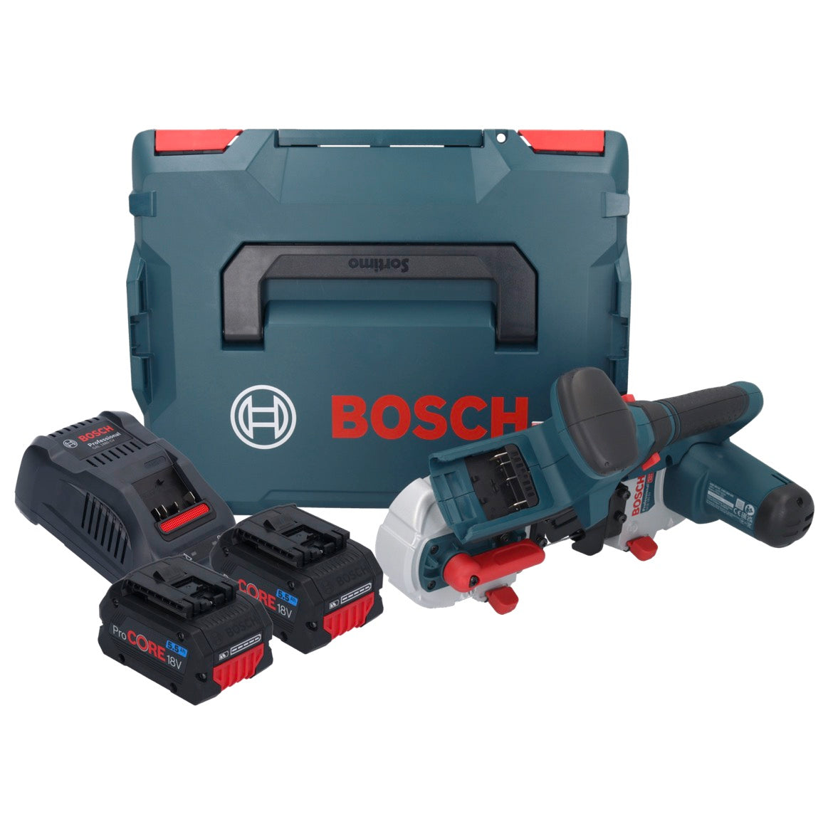 Bosch GCB 18V-63 Professional Akku Bandsäge 18 V 63,5 mm + 2x ProCORE Akku 5,5 Ah + Ladegerät + L-Boxx - Toolbrothers