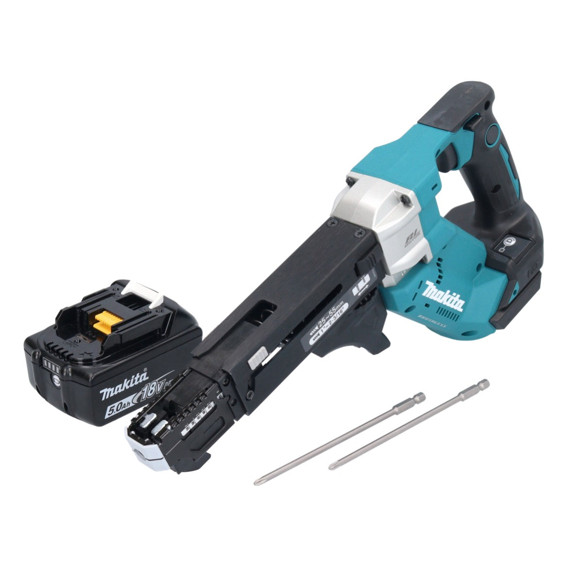 Makita DFR 551 T1 Akku Magazinschrauber 18 V 25 - 55 mm Brushless + 1x Akku 5,0 Ah - ohne Ladegerät - Toolbrothers