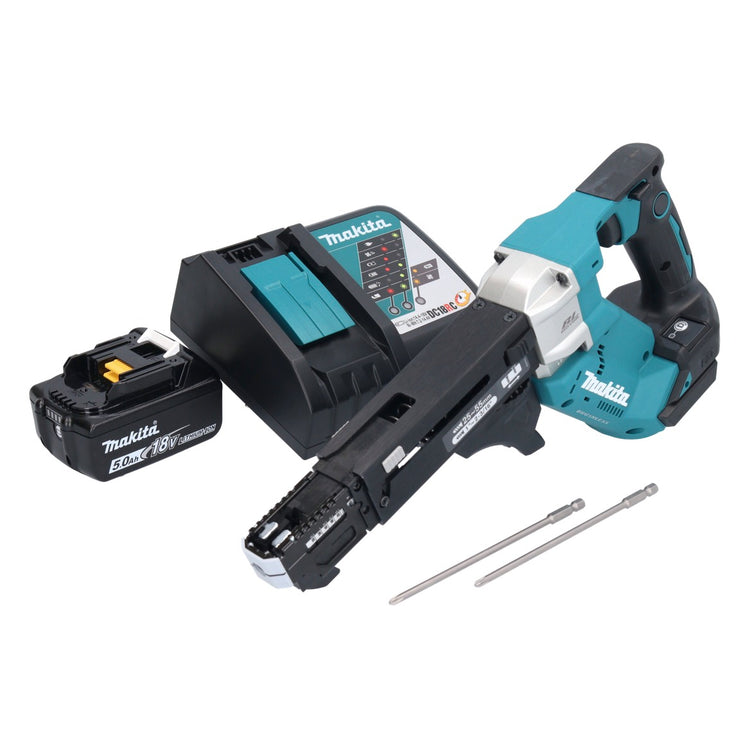 Makita DFR 551 RT1 Akku Magazinschrauber 18 V 25 - 55 mm Brushless + 1x Akku 5,0 Ah + Ladegerät - Toolbrothers