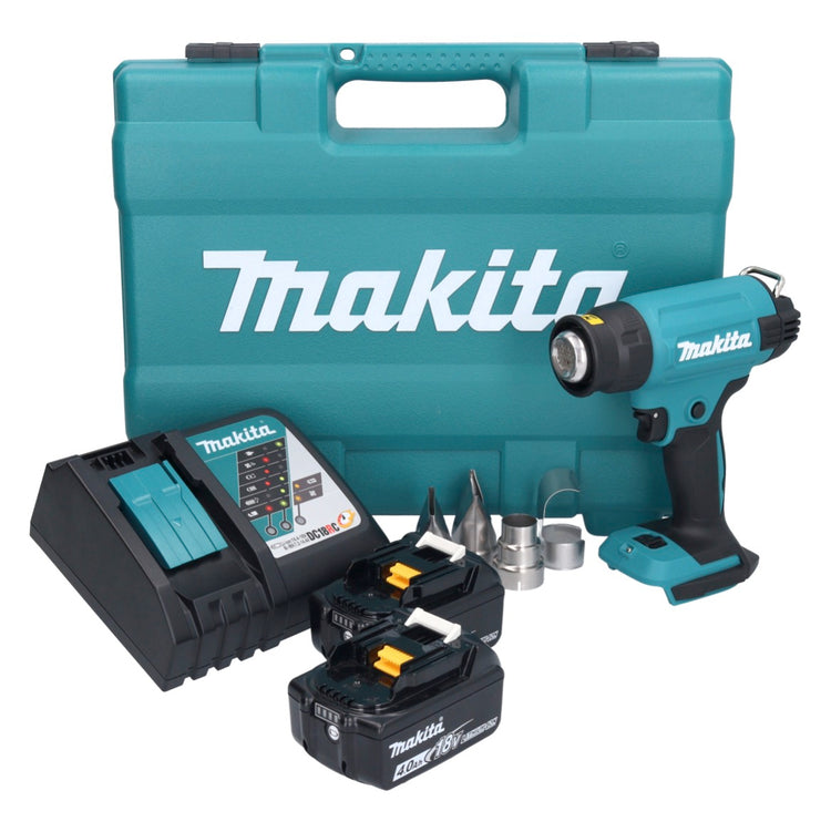 Makita DHG 181 RMK Akku Heißluftgebläse 18 V 150 - 550°C + 2x Akku 4,0 Ah + Ladegerät + Koffer - Toolbrothers