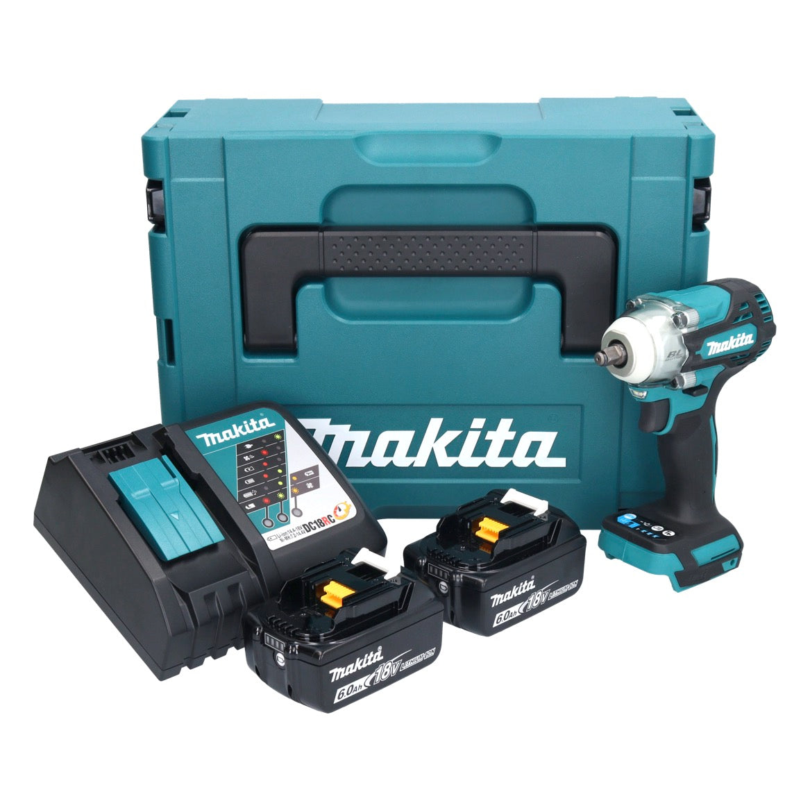 Makita DTW 302 RGJ Akku Schlagschrauber 18 V 300 Nm 3/8" Brushless + 2x Akku 6,0 Ah + Ladegerät + Makpac - Toolbrothers