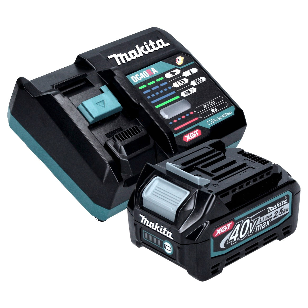 Makita ML003GD101 Projecteur de chantier LED à batterie 18 V / 40 V max 1100 lm + 1x batterie 2,5 Ah + chargeur