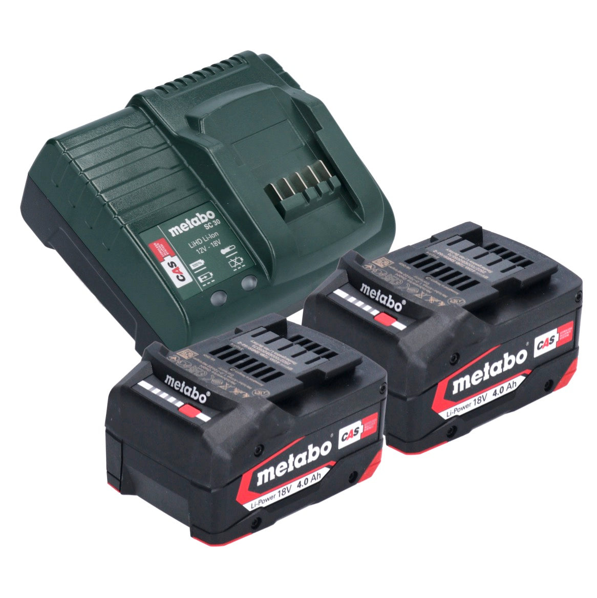 Metabo Basic Set 2x batterie Li-Power 18 V 4,0 Ah + chargeur Metabo SC 30 12 - 18 V