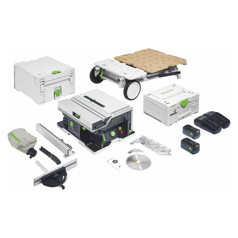 Festool CSC SYS 50 EBI-Set Akku Tischkreissäge 36 V ( 2x 18 V ) ( 577379 ) 168 mm Brushless + Untergestell + 2x Akku 5,0 Ah + Ladegerät + Systainer