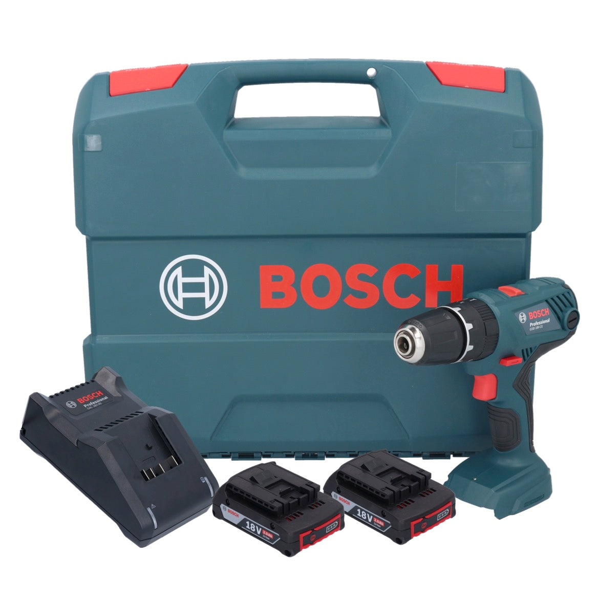 Perceuse à percussion sans fil Bosch GSB 18V-21 18 V 55 Nm + 2x batteries 2,0 Ah + chargeur + mallette en L