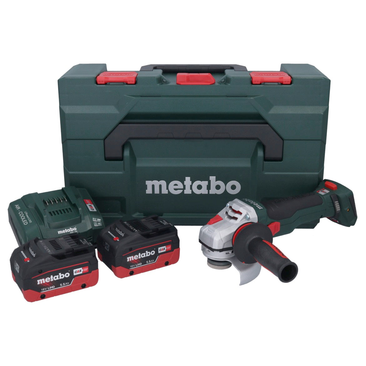 Metabo WB 18 LTX BL 15-125 Meuleuse d'angle sur batterie Quick 18 V 125 mm sans balais + 2x batteries 5,5 Ah + chargeur + métaBOX (601730660)