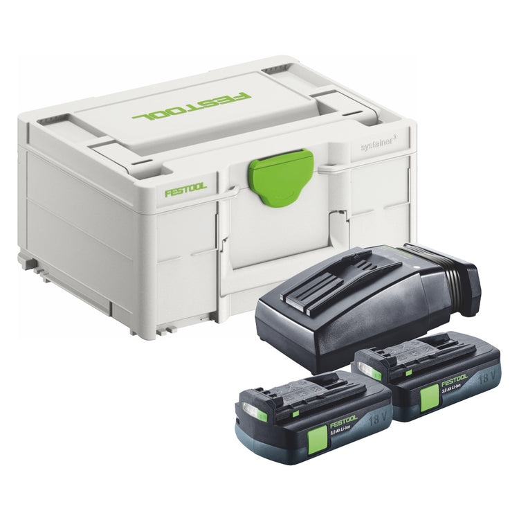 Festool Energie Set 2x BP 18 Li 3,0 C Akku 18 V 3,0 Ah / 3000 mAh Li-Ion ( 2x 577658 ) + TCL 6 Ladegerät ( 201135 ) + Systainer - Toolbrothers