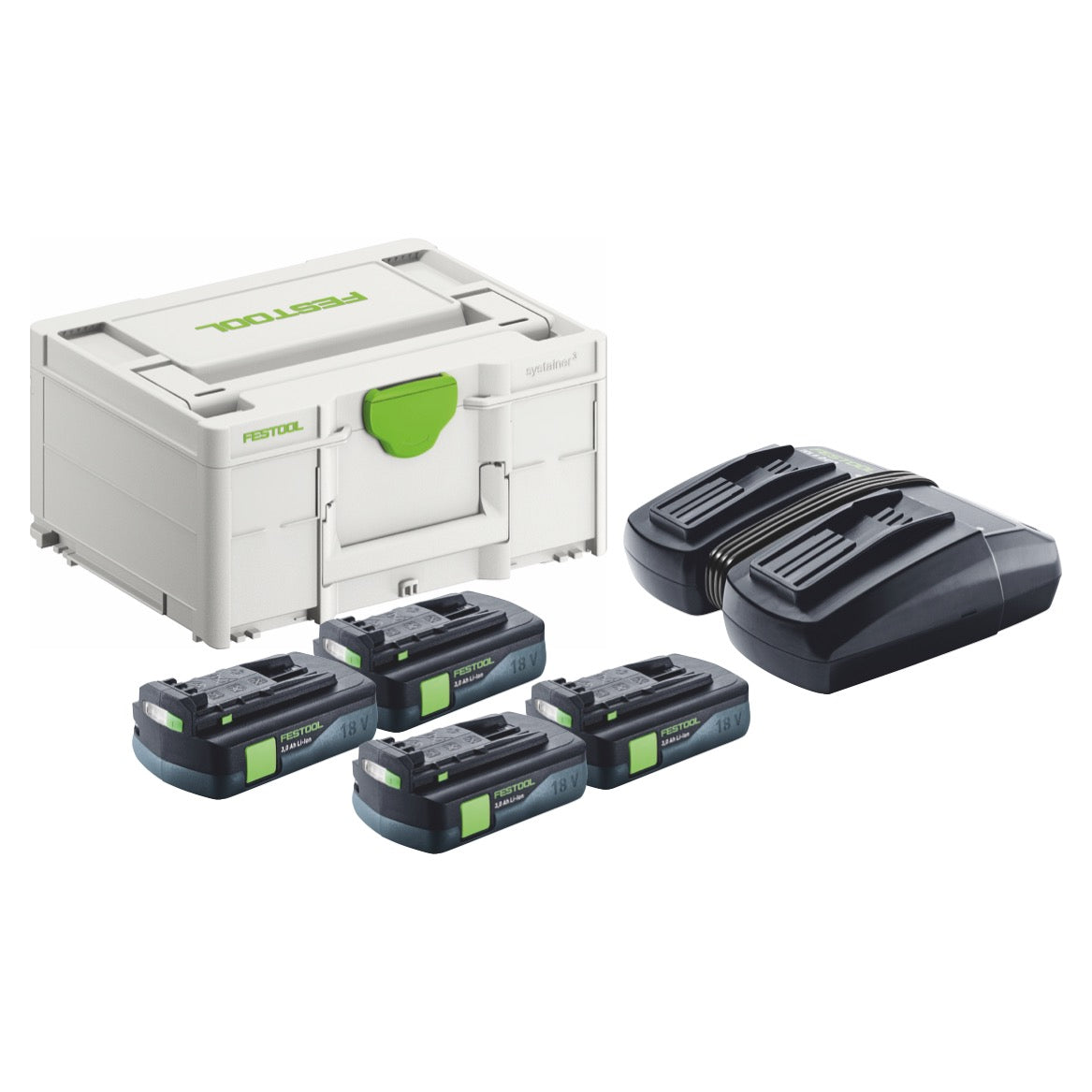 Festool Energie Set 4x BP 18 Li 3,0 C Akku 18 V 3,0 Ah / 3000 mAh Li-Ion ( 4x 577658 ) + TCL 6 DUO Doppel Ladegerät ( 577017 ) + Systainer - Toolbrothers