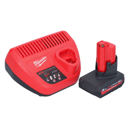 Milwaukee M12 HNRG-501 Akku Starter Set HB5 High Output 12 V 5,0 Ah / 5000 mAh Li-Ion Akku ( 4932480165 ) + M12-C12C Ladegerät - Toolbrothers