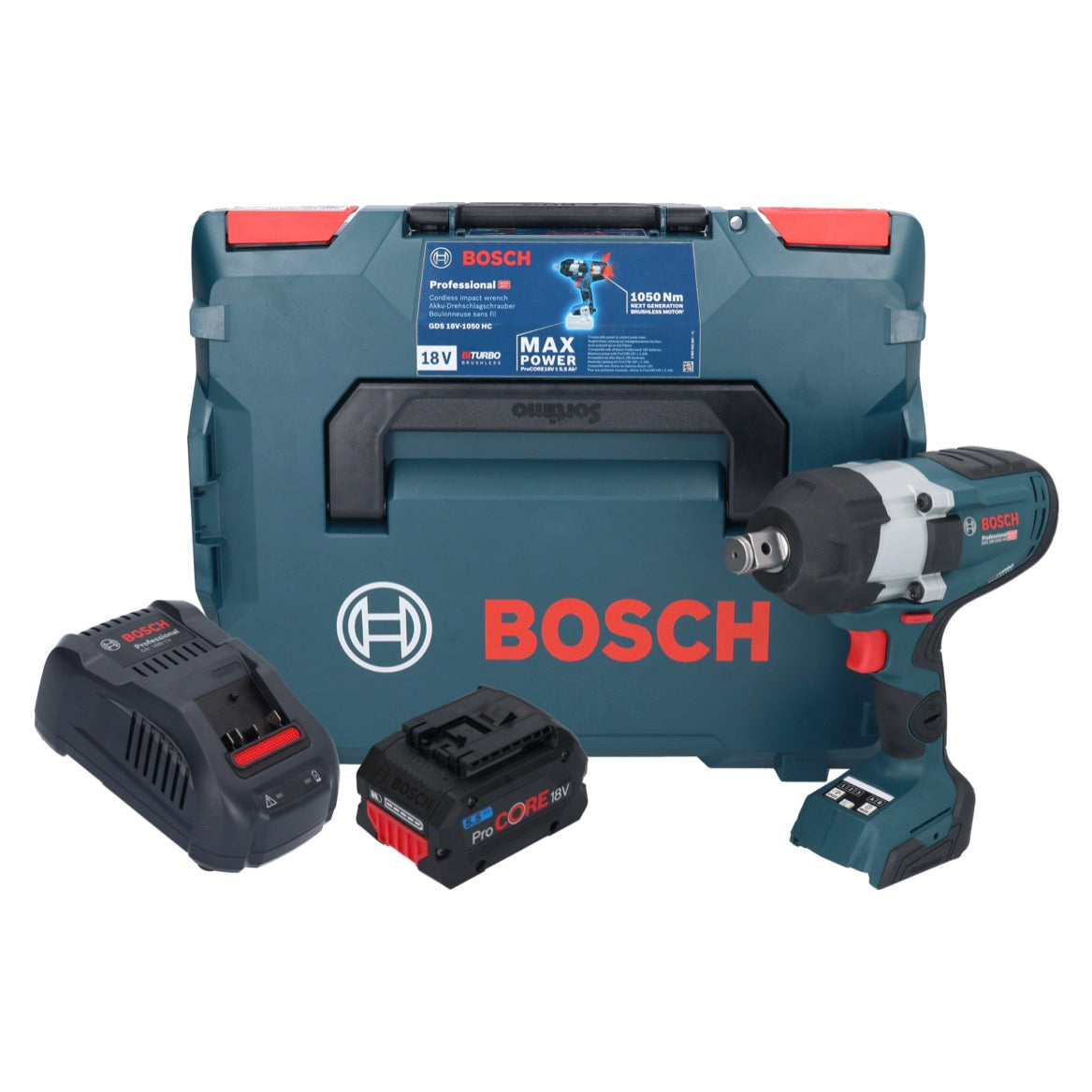 Bosch GDS 18V-1050 HC Akku Drehschlagschrauber 18 V 1050 Nm BITURBO Brushless + 1x ProCORE Akku 5,5 Ah + Ladegerät + L-Boxx - Toolbrothers