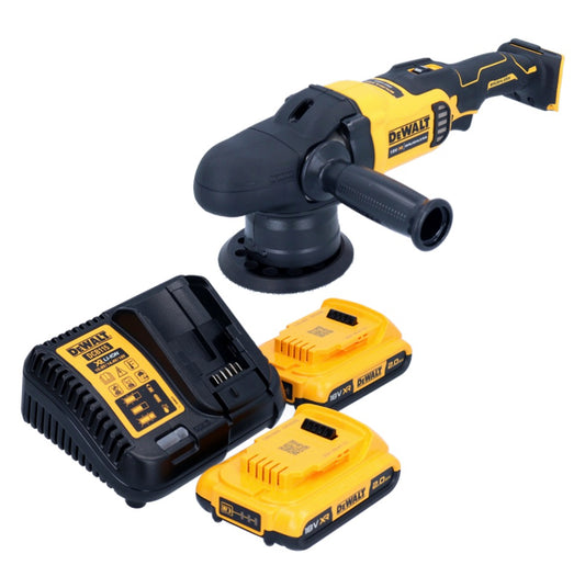 DeWalt DCM 848 D2 Akku Exzenterpolierer 18 V 125 mm Brushless + 2x Akku 2,0 Ah + Ladegerät