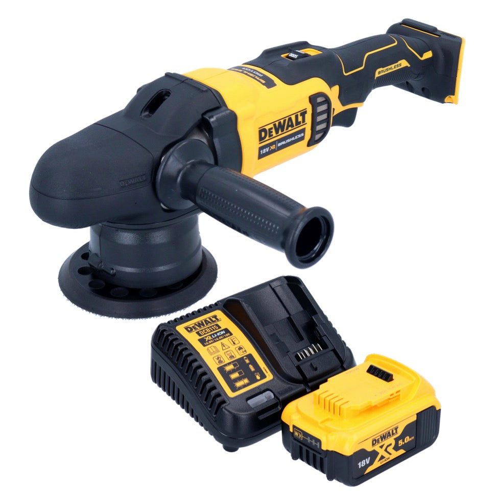 DeWalt DCM 848 P1 Akku Exzenterpolierer 18 V 125 mm Brushless + 1x Akku 5,0 Ah + Ladegerät