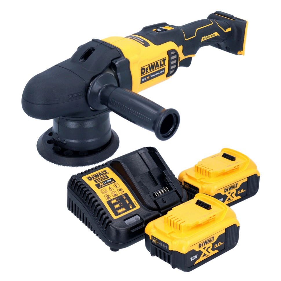 DeWalt DCM 848 P2 Akku Exzenterpolierer 18 V 125 mm Brushless + 2x Akku 5,0 Ah + Ladegerät