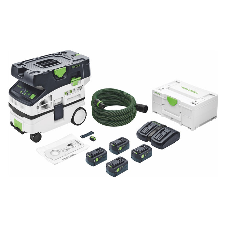 Festool CTLC MINI I-Plus Akku Absaugmobil 36 V ( 2x 18 V ) Staubkl. L ( 577670 ) + 4x Akku 5,0 Ah + Doppelladegerät + Systainer - Nachfolger von 577149 - Toolbrothers