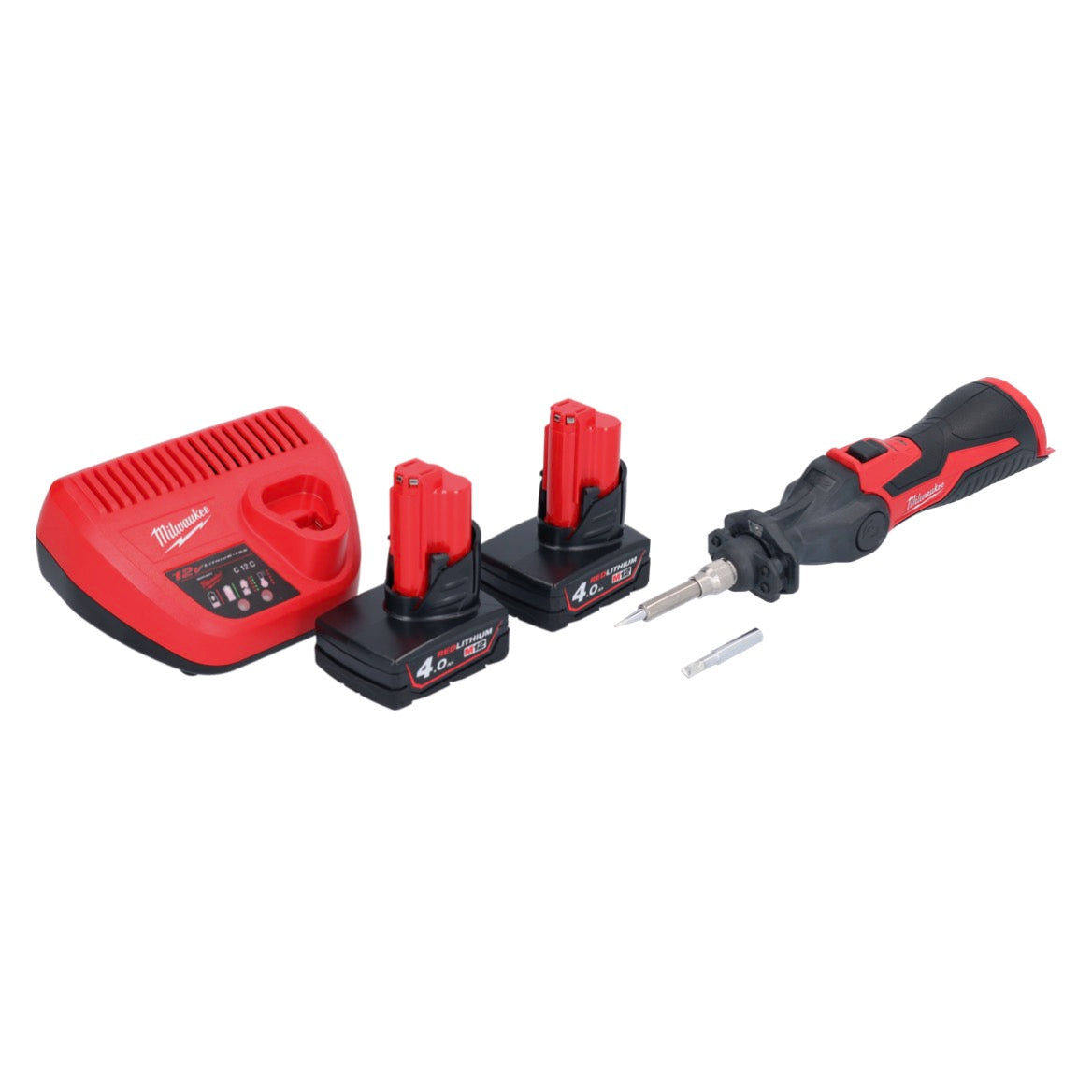 Milwaukee M12 SI-402 Akku Lötkolben 12 V 400 °C + 2x Akku 4,0 Ah + Ladegerät - Toolbrothers