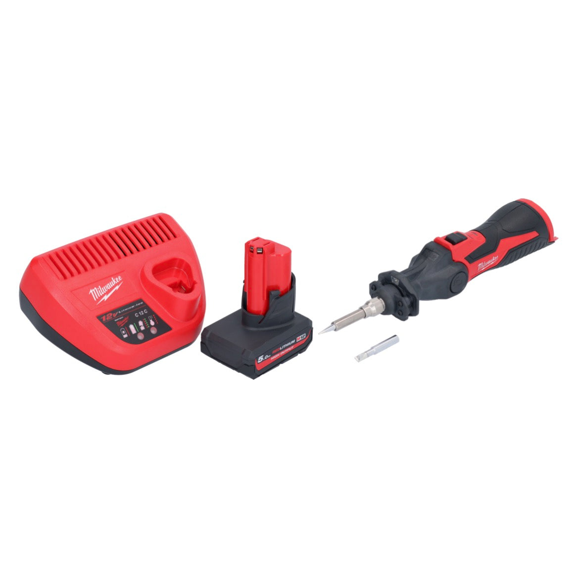 Milwaukee M12 SI-501 Akku Lötkolben 12 V 400 °C + 1x Akku 5,0 Ah + Ladegerät - Toolbrothers