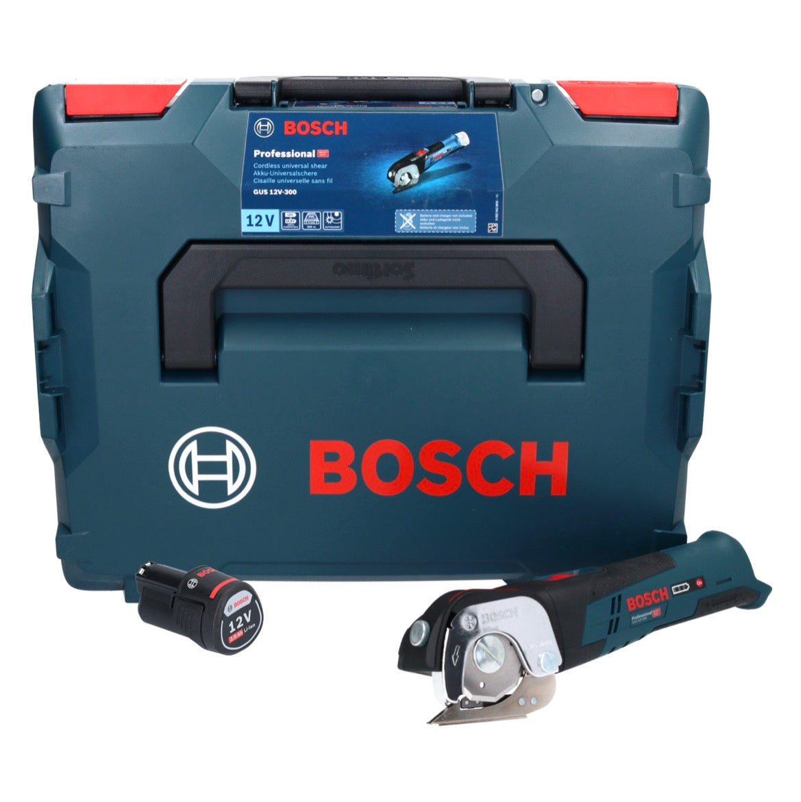 Bosch GUS 12V-300 Professional Akku Universalschere 12 V + 1x Akku 2,0 Ah + L-Boxx - ohne Ladegerät