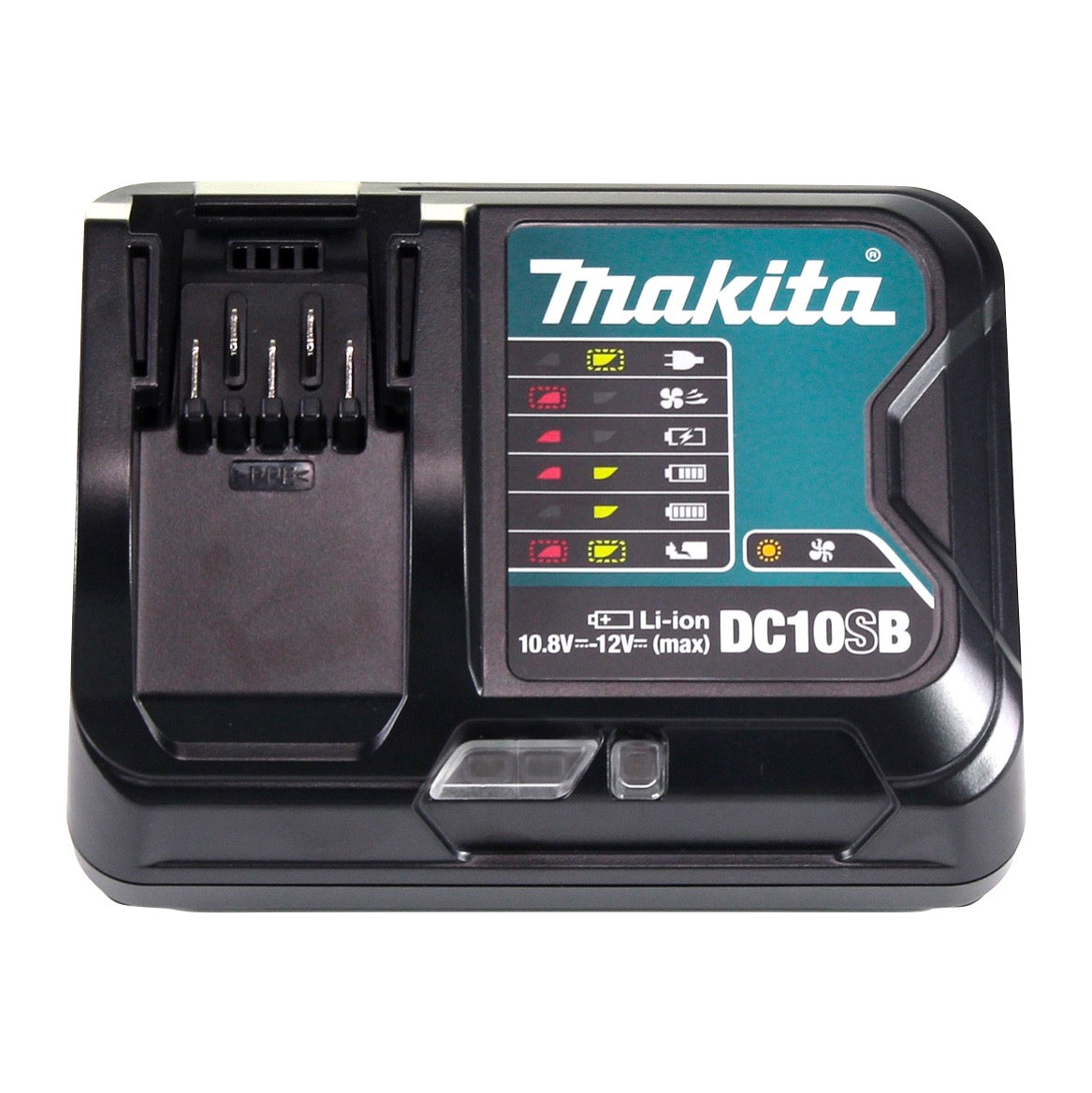 Kit source d'alimentation Makita 4x batterie BL 1021 B 12 V max. 2,0 Ah CXT (4x 197396-9) + chargeur DC 10 SB (197363-4) + Makpac