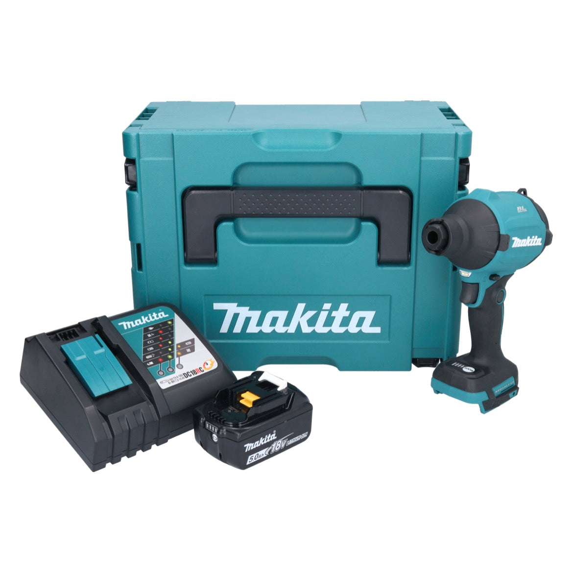 Makita DAS 180 RT1J Akku Gebläse 18 V Brushless + 1x Akku 5,0 Ah + Ladegerät + Makpac - Toolbrothers