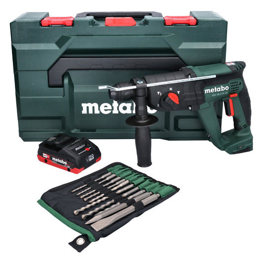 Metabo KH 18 LTX 24 Akku Kombihammer 18 V 2,1 J SDS plus + 1x Akku 4,0 Ah + 10 tlg. Bohrer und Meißel Set + metaBOX - ohne Ladegerät - Toolbrothers