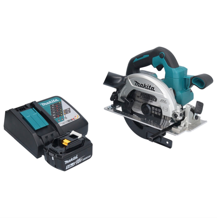 Makita DHS 661 RT1 Akku Handkreissäge 18 V 165 mm Brushless + 1x Akku 5,0 Ah + Ladegerät - Toolbrothers