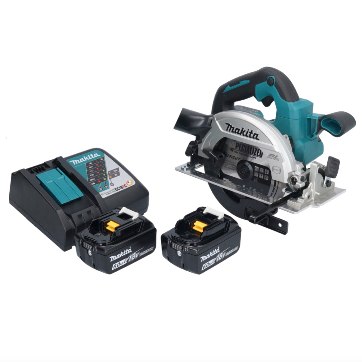 Makita DHS 661 RG Akku Handkreissäge 18 V 165 mm Brushless + 2x Akku 6,0 Ah + Ladegerät - Toolbrothers