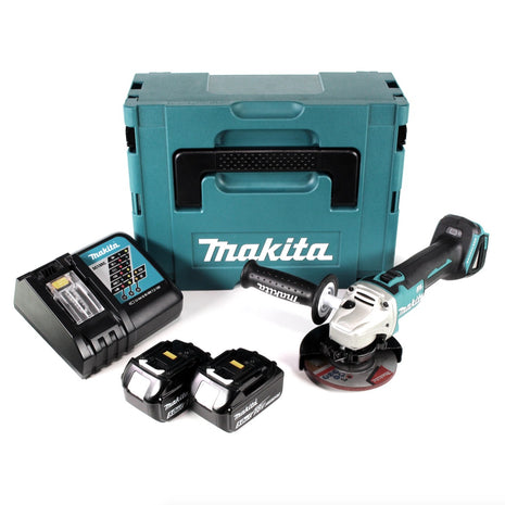 Makita DGA 504 RTJ Akku Winkelschleifer 18V 125mm Brushless + 2x Akku 5,0Ah + Ladegerät + Makpac - Toolbrothers