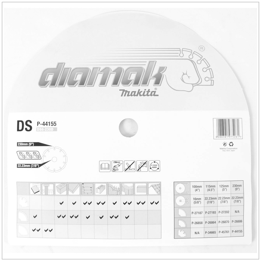 Makita DIAMAK 230 mm x 22,23 mm Diamantscheibe Sägeblatt P-44155 - Toolbrothers