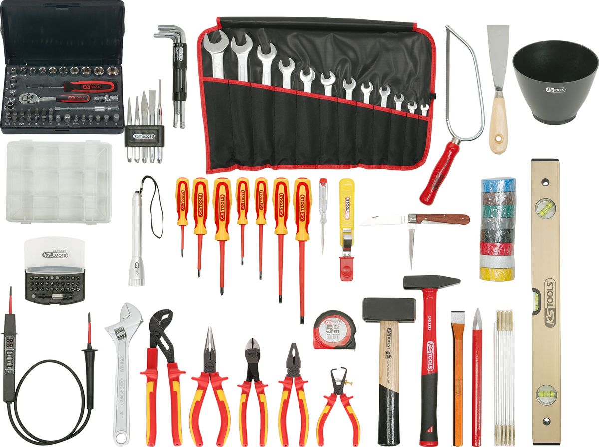 KS TOOLS Mallette à outils d'électricien Premium, sac en nylon, 132 pièces ( 117.0190 )