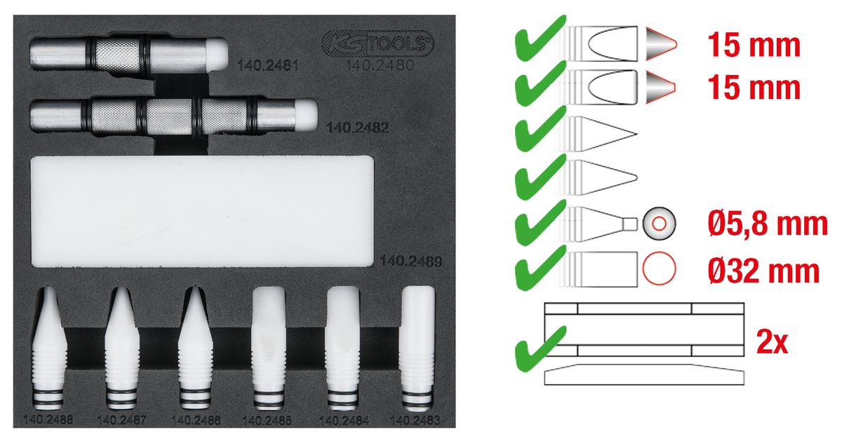 KS TOOLS Rückschlagdorn-Satz, 10-tlg ( 140.2480 ) - Toolbrothers