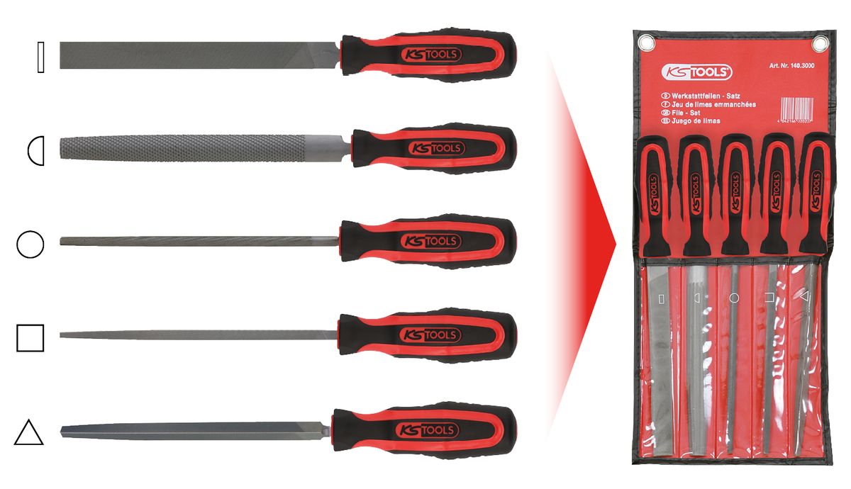 KS TOOLS Werkstattfeilen-Satz, 5-tlg ( 140.3000 ) - Toolbrothers