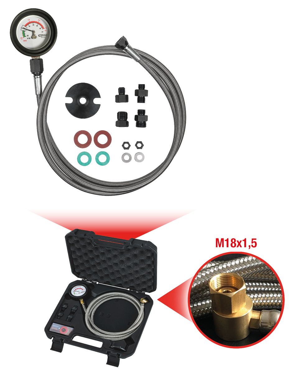 KS TOOLS Auspuff-Abgasdruck-Prüfgerät -1 bis +3 bar ( 150.1523 ) - Toolbrothers